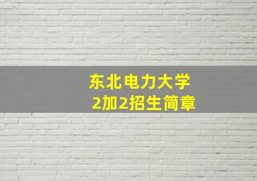 东北电力大学2加2招生简章