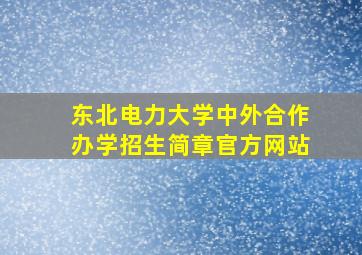 东北电力大学中外合作办学招生简章官方网站