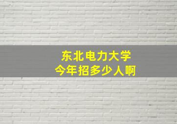 东北电力大学今年招多少人啊