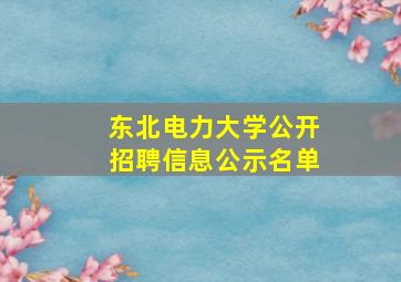 东北电力大学公开招聘信息公示名单