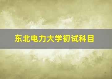 东北电力大学初试科目