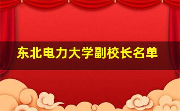 东北电力大学副校长名单