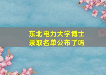 东北电力大学博士录取名单公布了吗