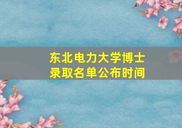 东北电力大学博士录取名单公布时间