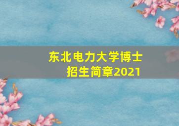 东北电力大学博士招生简章2021