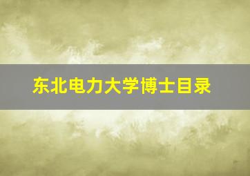 东北电力大学博士目录