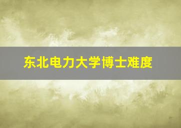 东北电力大学博士难度