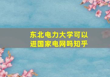 东北电力大学可以进国家电网吗知乎