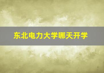 东北电力大学哪天开学