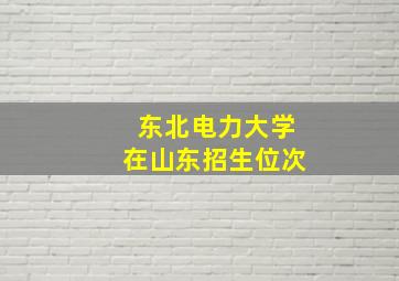 东北电力大学在山东招生位次