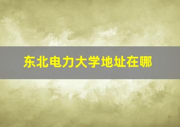 东北电力大学地址在哪