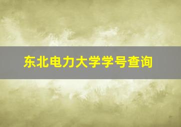 东北电力大学学号查询