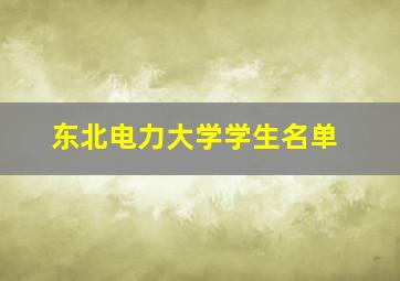 东北电力大学学生名单