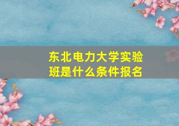 东北电力大学实验班是什么条件报名