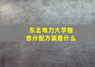 东北电力大学宿舍分配方案是什么