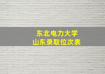 东北电力大学山东录取位次表