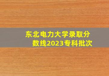 东北电力大学录取分数线2023专科批次