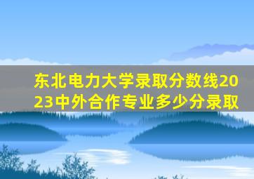 东北电力大学录取分数线2023中外合作专业多少分录取