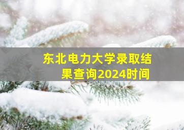 东北电力大学录取结果查询2024时间