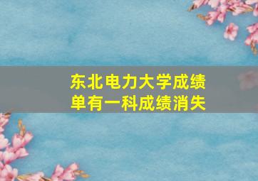 东北电力大学成绩单有一科成绩消失