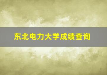 东北电力大学成绩查询