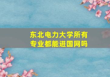 东北电力大学所有专业都能进国网吗