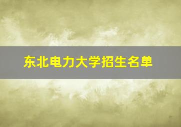 东北电力大学招生名单