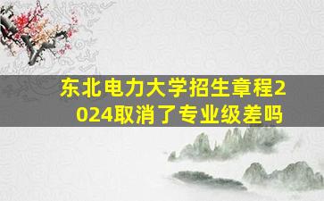 东北电力大学招生章程2024取消了专业级差吗