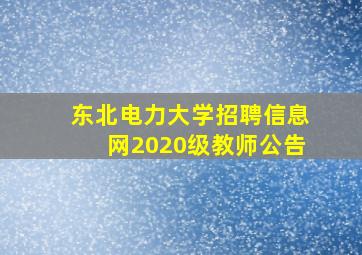 东北电力大学招聘信息网2020级教师公告