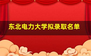 东北电力大学拟录取名单