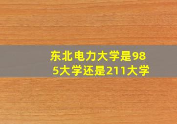 东北电力大学是985大学还是211大学