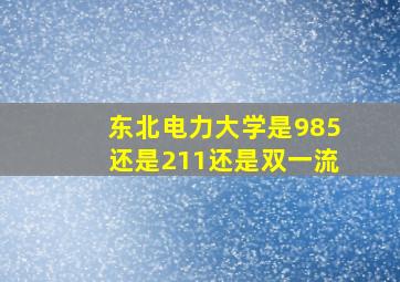 东北电力大学是985还是211还是双一流