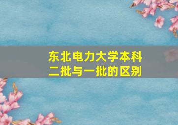 东北电力大学本科二批与一批的区别