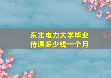 东北电力大学毕业待遇多少钱一个月