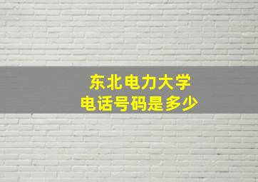 东北电力大学电话号码是多少