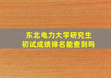 东北电力大学研究生初试成绩排名能查到吗