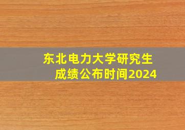 东北电力大学研究生成绩公布时间2024