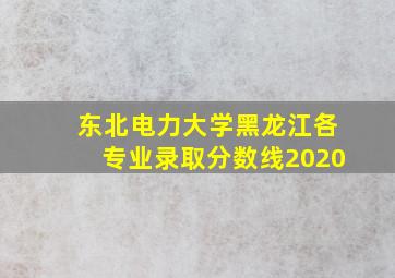 东北电力大学黑龙江各专业录取分数线2020