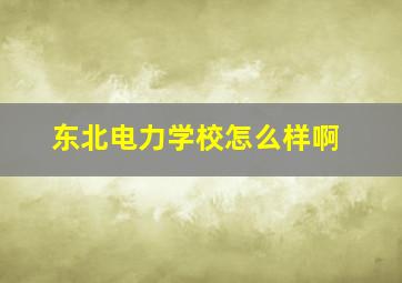 东北电力学校怎么样啊