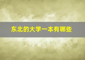 东北的大学一本有哪些