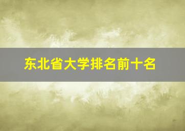 东北省大学排名前十名