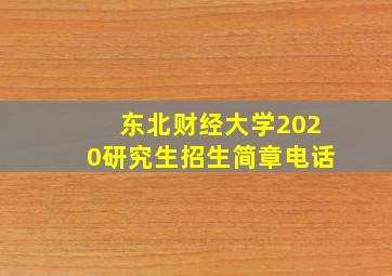 东北财经大学2020研究生招生简章电话