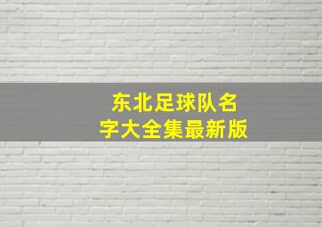 东北足球队名字大全集最新版