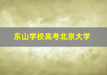 东山学校高考北京大学