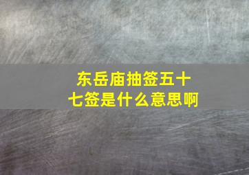 东岳庙抽签五十七签是什么意思啊