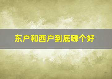 东户和西户到底哪个好