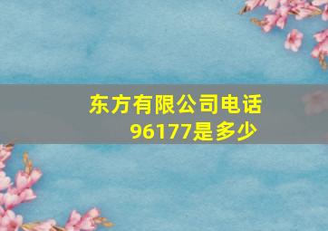 东方有限公司电话96177是多少