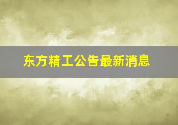 东方精工公告最新消息