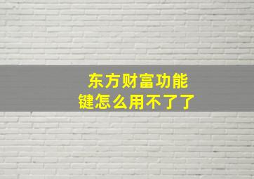 东方财富功能键怎么用不了了