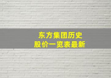 东方集团历史股价一览表最新